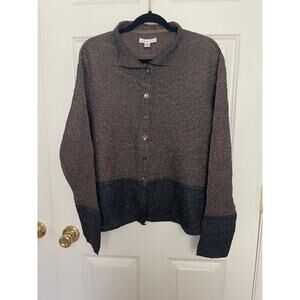 Coldwater Creek 2X Crinkle Colorblock Button-Up Top/Jacket